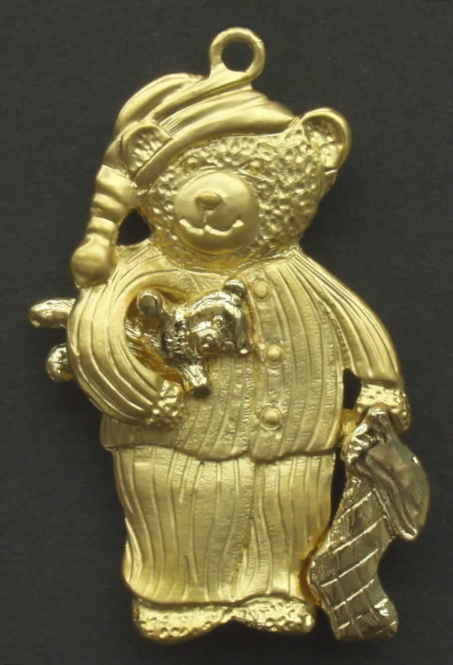 Lunt Christmas Ornament Teddy-Gold - Boxed by Lunt Silver-1