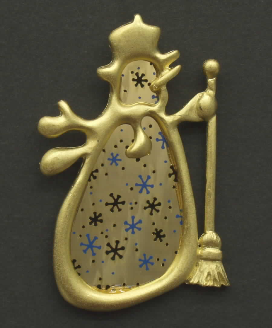 Lunt Christmas Ornament Snowman With Gold - No Box by Lunt Silver-1
