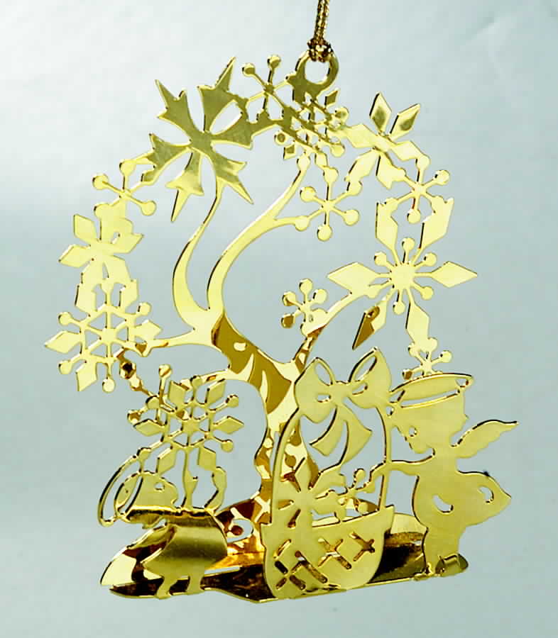 Lunt Christmas Ornament Cherub With Snowflakes - No Box by Lunt Silver-1