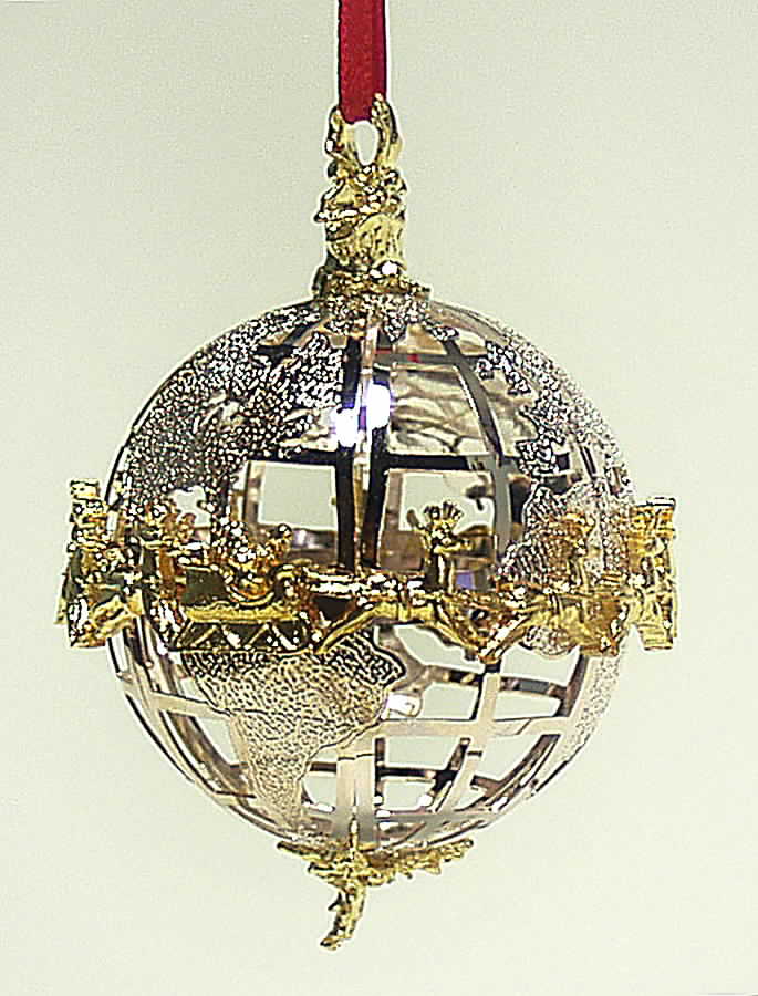 Silver & Gold Sphere Ornaments Peace On Earth - No Box by Lunt Silver-1
