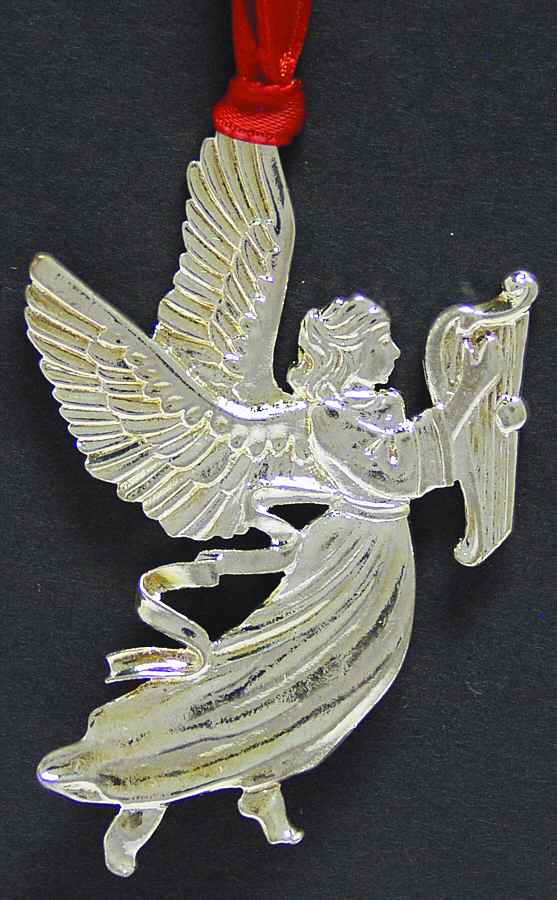 Lunt Christmas Ornament Angel With Harp - No Box by Lunt Silver-1