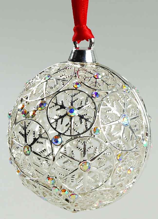Lunt Christmas Ornament Ball-Swarovski Crystals - No Box by Lunt Silver-1