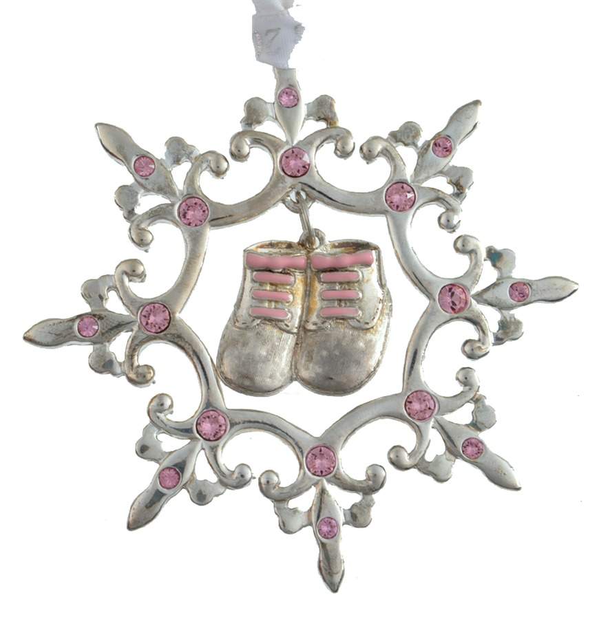 Lunt Christmas Ornament Baby's First Christmas-Pink-Silverplate - No Box by Lunt Silver-1