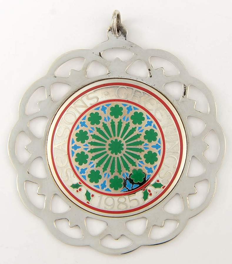 Framed Medallion Seasons Greetings - Boxed by Lunt Silver-1