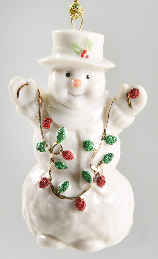 Glitter Ornaments Snowman With String Of Lights - Boxed by Lenox-1