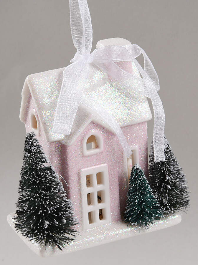 Lenox Christmas Ornament Pink Bungalow - Lit - No Box by Lenox-1