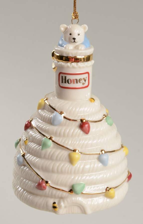 Lenox Christmas Ornament Bear With Honey On Beehive Bell - No Box by Lenox-1