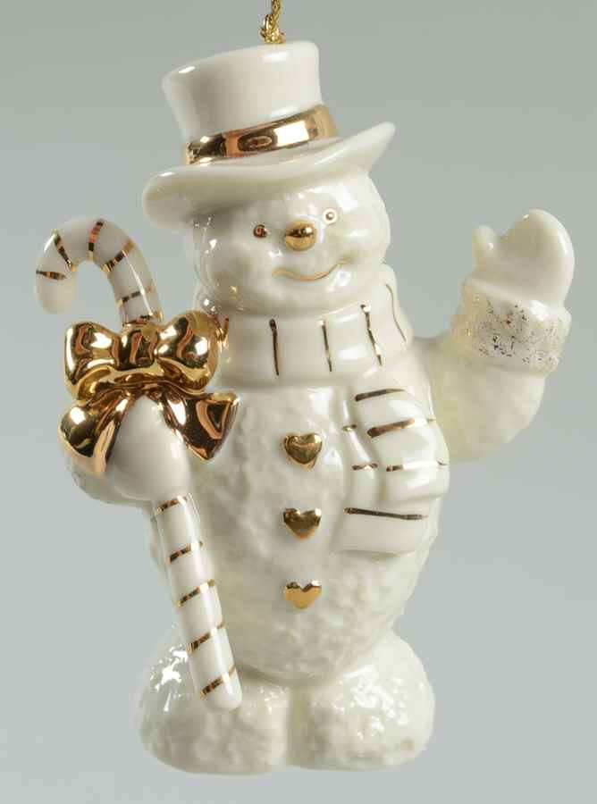 Lenox Christmas Ornament Ivory And Gold Snowman-Candy Cane - Boxed by Lenox-1