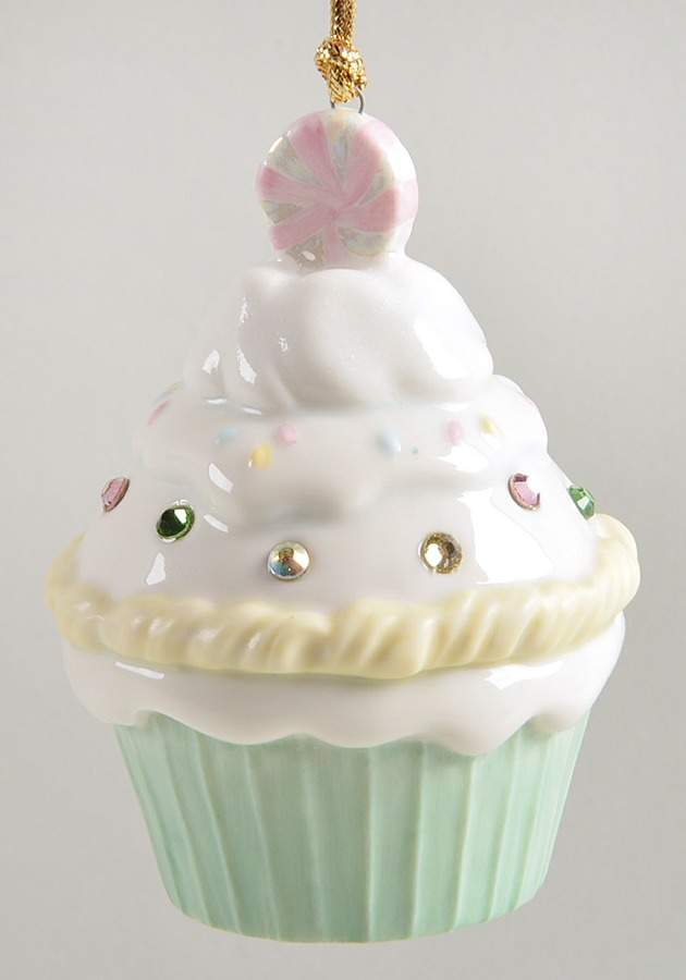 Lenox Christmas Ornament Sparkling Sweets Cupcake-Green Base - Boxed by Lenox-1