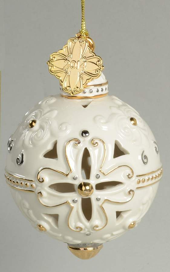 Annual Christmas Ornament 2014-Annual Pierced Ball - Boxed by Lenox-1