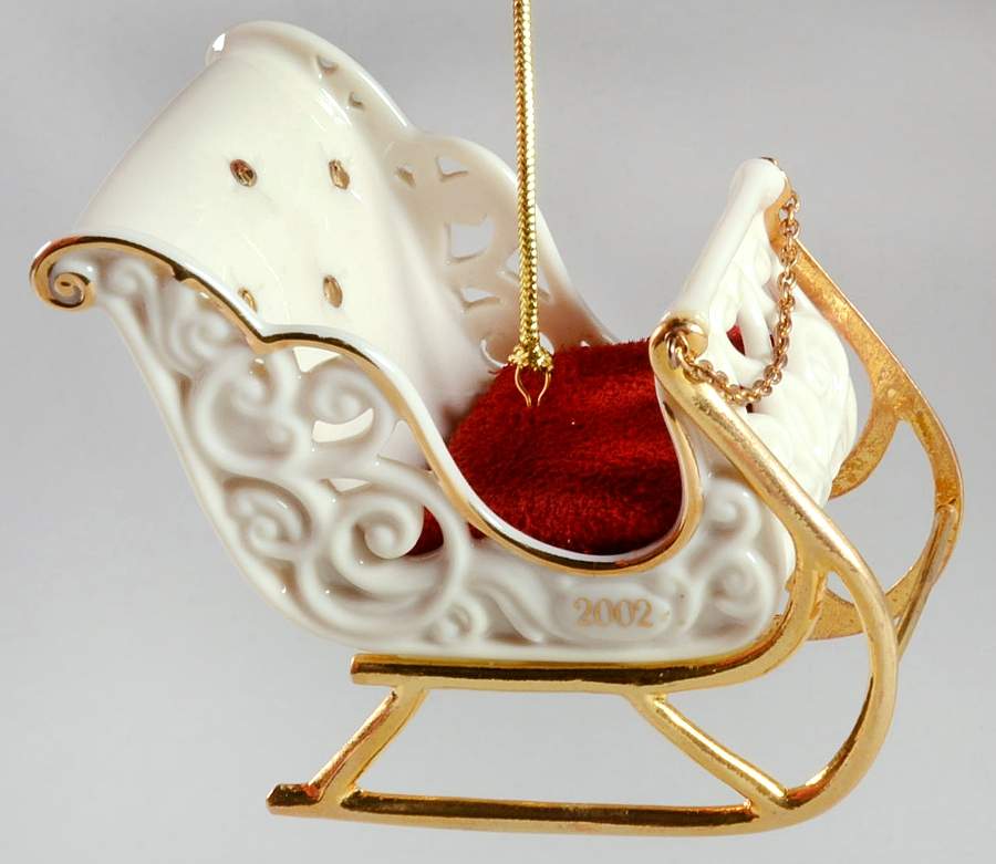 Annual Christmas Ornament 2002-Sleigh - Boxed by Lenox-1