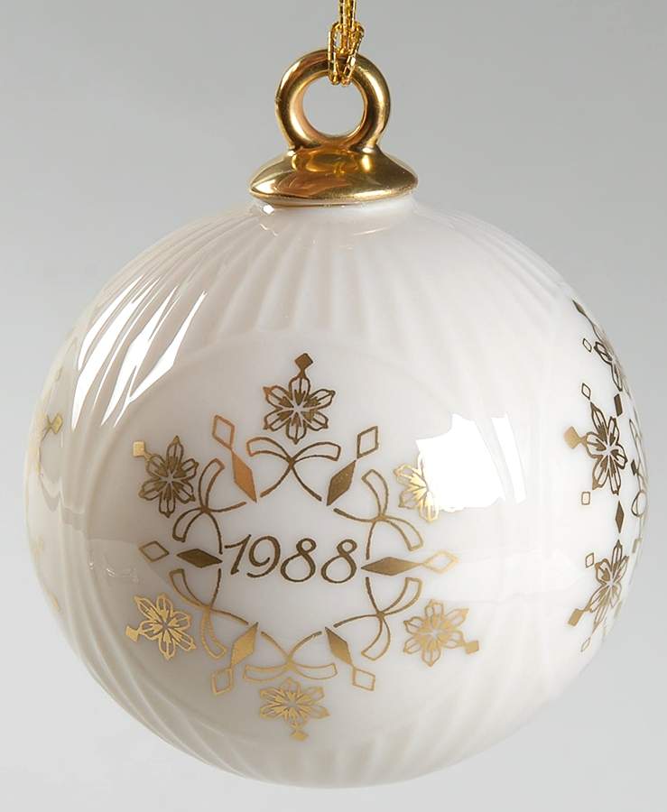 Annual Christmas Ornament 1988-Ball With Snowflakes - No Box by Lenox-1