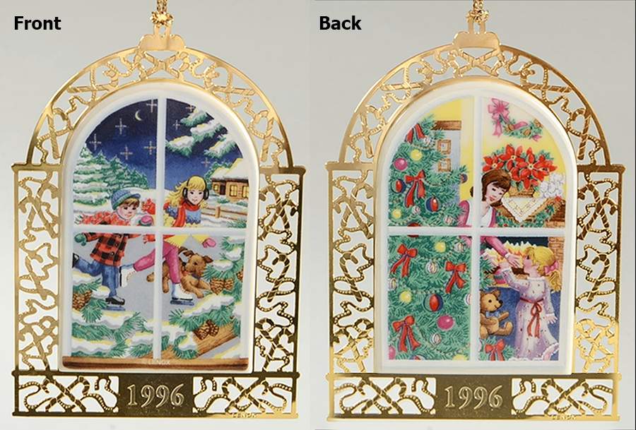 Christmas Windows 1996-Skating & Decorating Tree - Boxed by Lenox-1