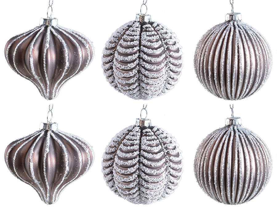 Crystal Christmas Ornament Matte Grey 6 Piece Set - Boxed by Lenox-1