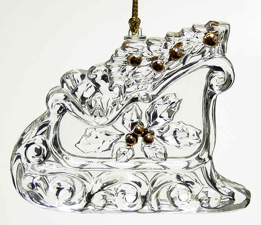 Crystal Christmas Ornament Sleigh - Boxed by Lenox-1