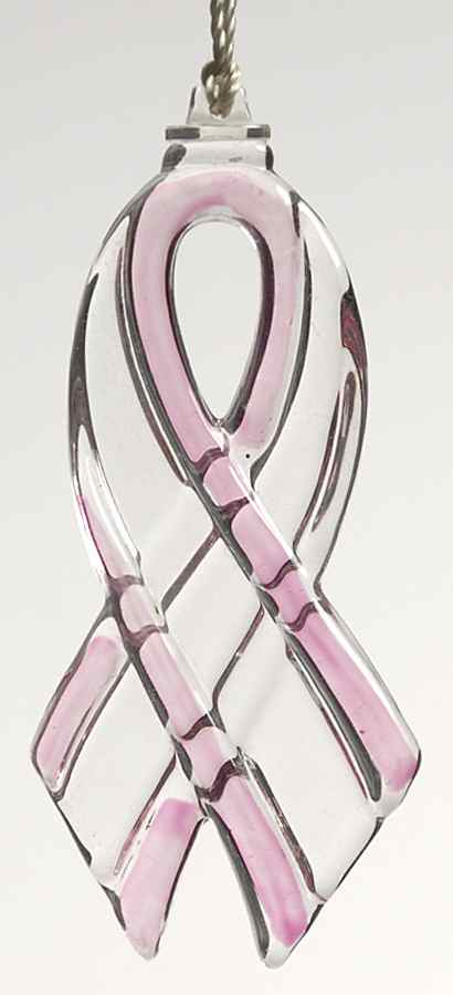 Crystal Christmas Ornament Breast Cancer Ribbon - With Box by Lenox-1