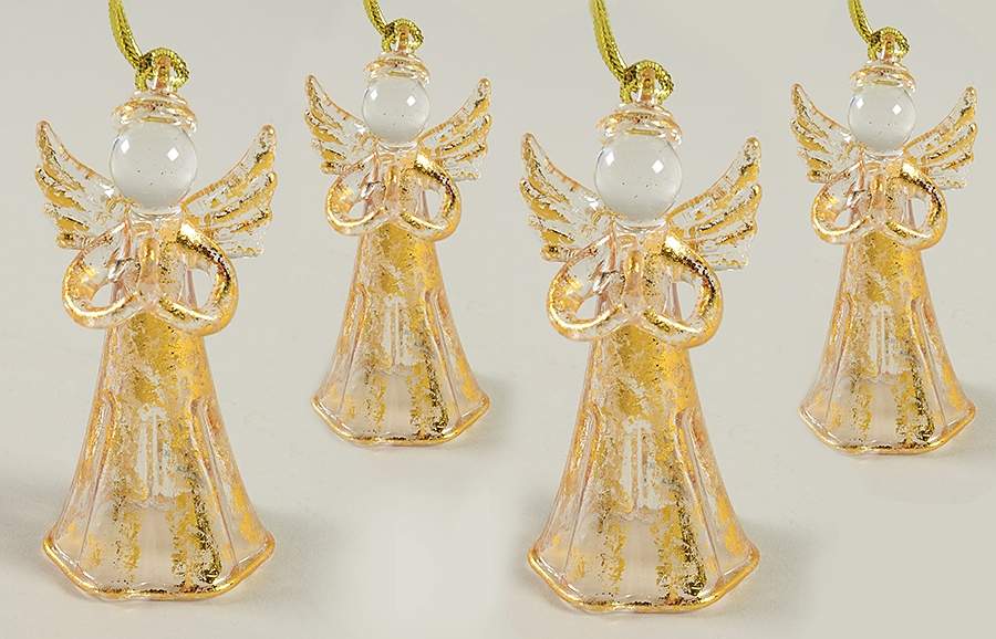 Crystal Christmas Ornament Gold Angels--Set Of 4 - Boxed by Lenox-1