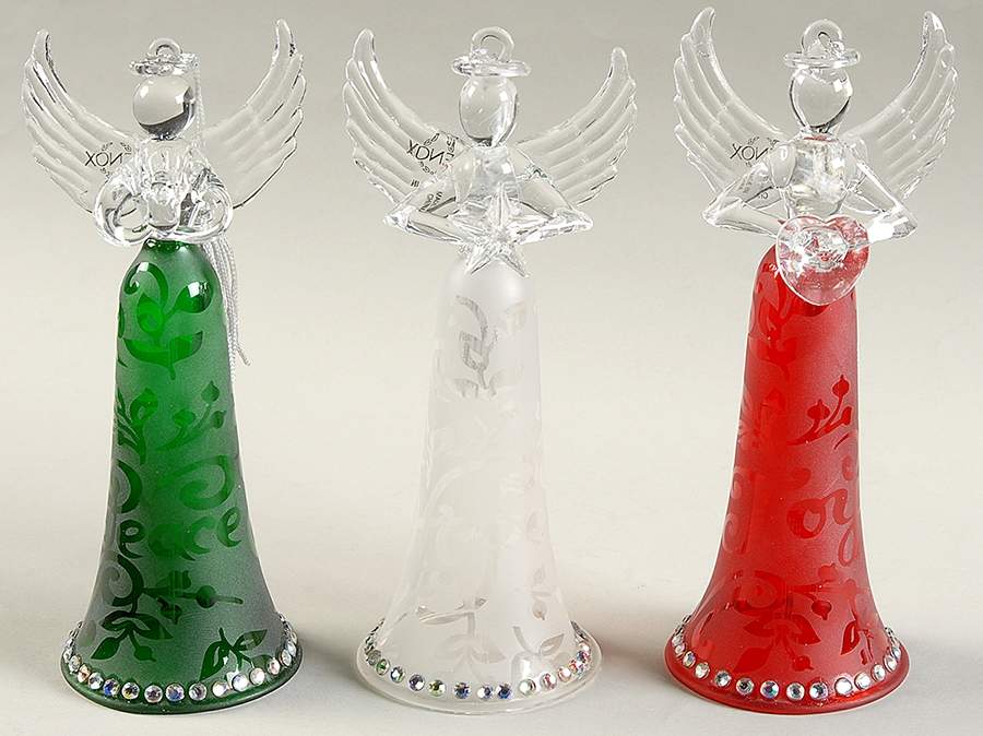 Crystal Christmas Ornament Joyous Tidings Angels-Set Of 3 - No Box by Lenox-1