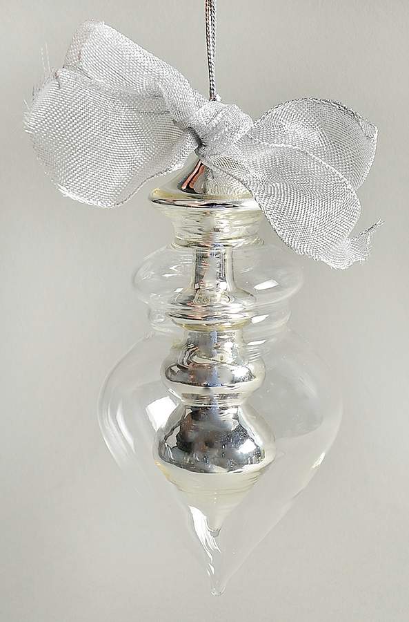 Crystal Christmas Ornament Silver Spire Teardrop - Boxed by Lenox-1