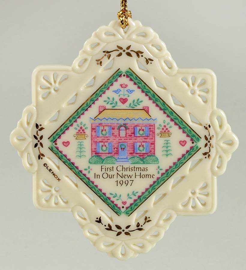 First Christmas In Our New Home 1997-House W/ Pierced Edge - Boxed by Lenox-1