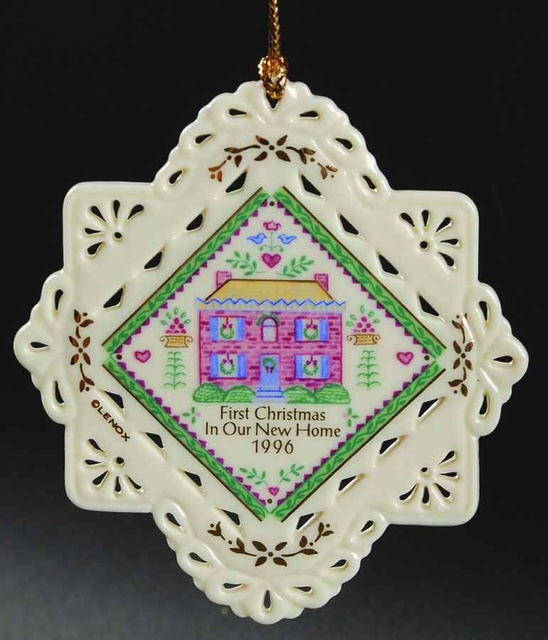 First Christmas In Our New Home 1996-House W/ Pierced Edge - No Box by Lenox-1