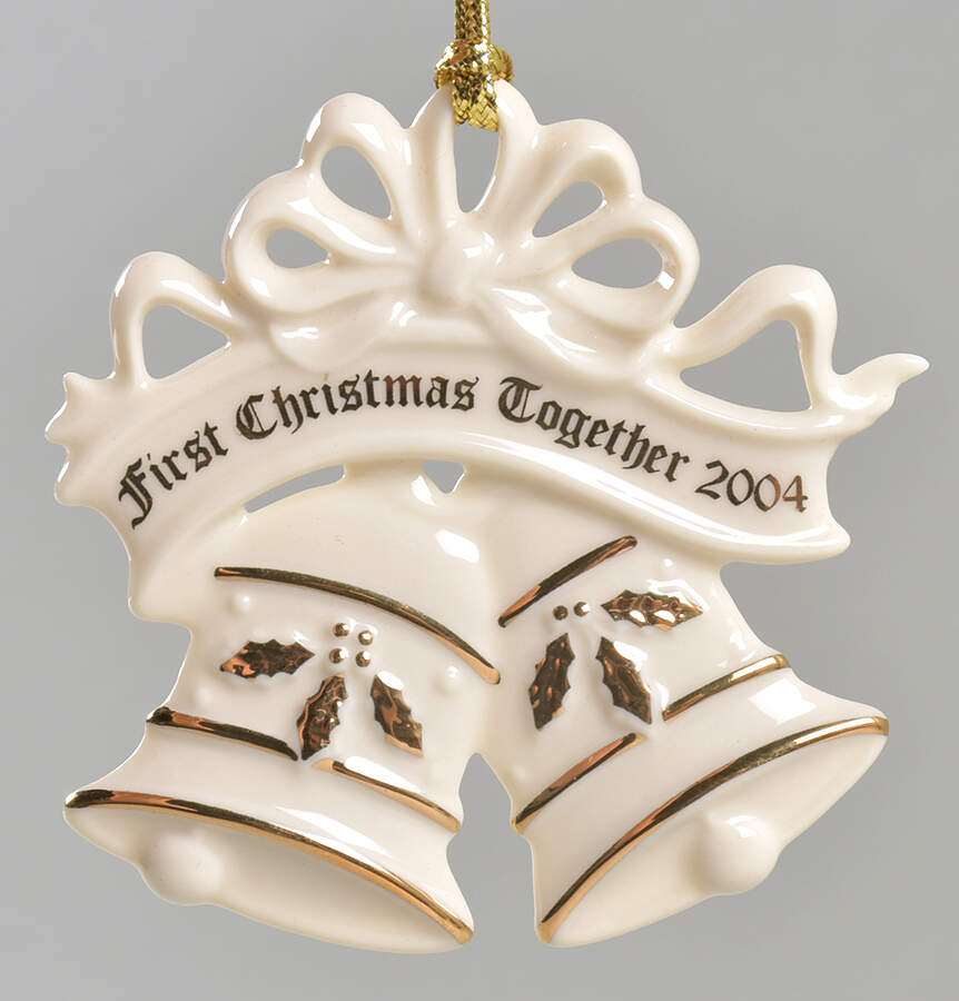 Our First Christmas Together 2004-Wedding Bells W/ Gold Holly - No Box by Lenox-1