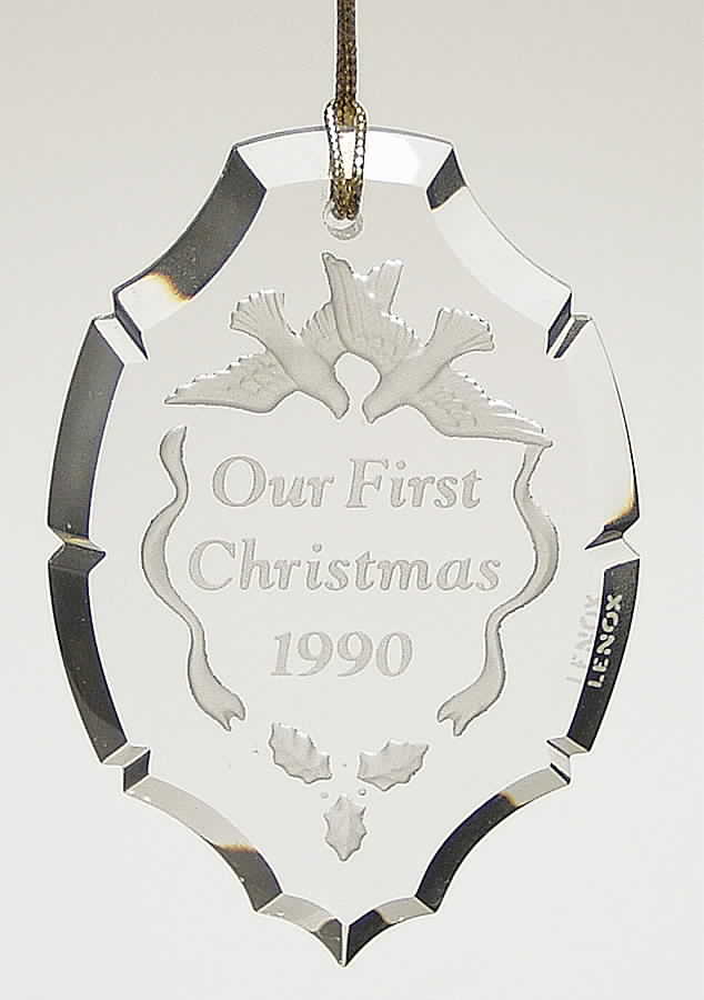 Our First Christmas Together-Crystal 1990-Pendant/ Lovebirds - Boxed by Lenox-1