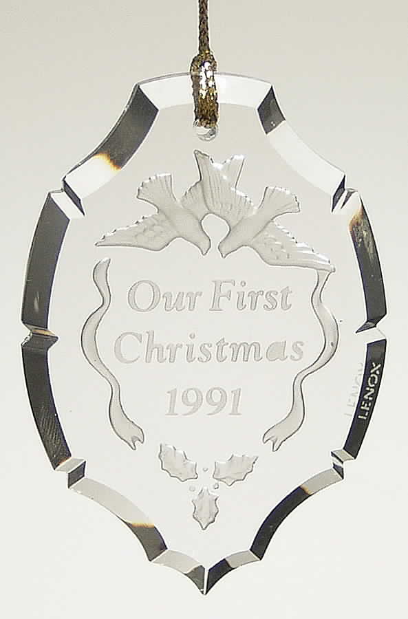 Our First Christmas Together-Crystal 1991-Pendant/ Lovebirds - Boxed by Lenox-1