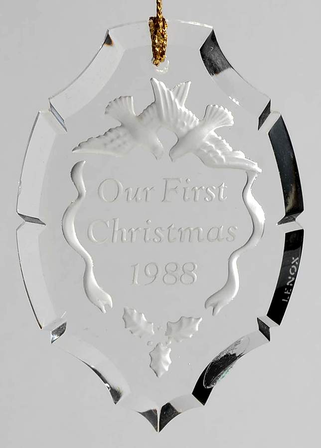 Our First Christmas Together-Crystal 1988-Pendant/ Lovebirds - No Box by Lenox-1
