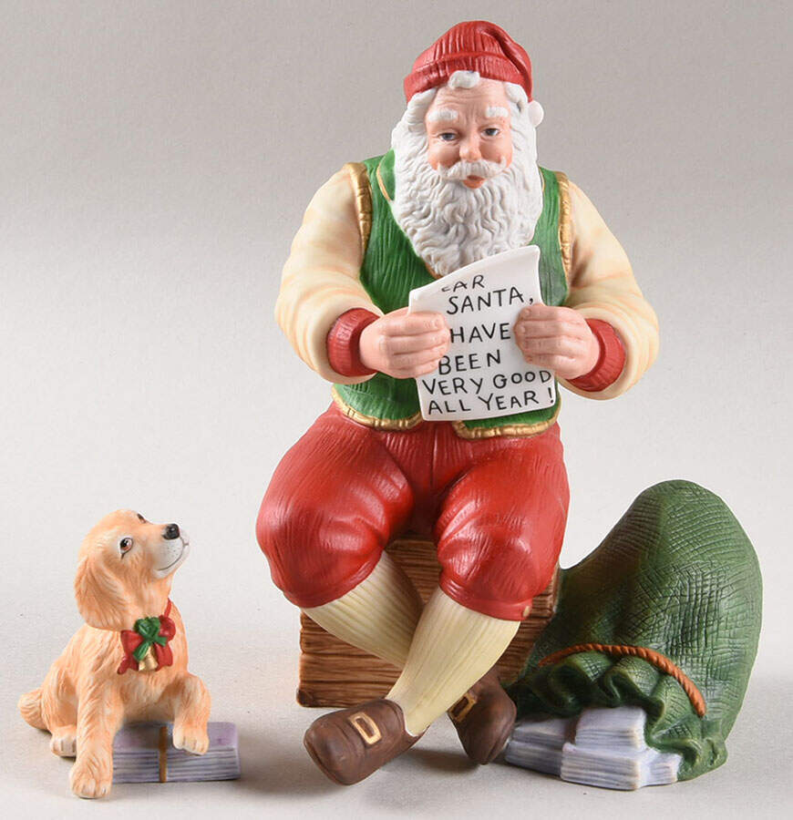 Annual Santa-Figurine Santa-With Wish List And Puppy - Boxed by Lenox-1