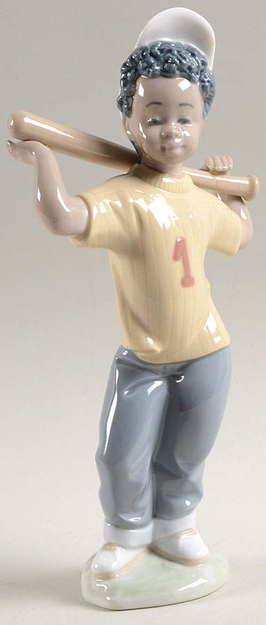 Black Legacy Collection Next At Bat-Boy With Baseball Bat - Boxed by Lladro-1