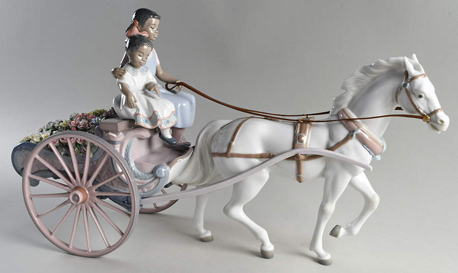 Black Legacy Collection Flower Wagon - No Box by Lladro-1
