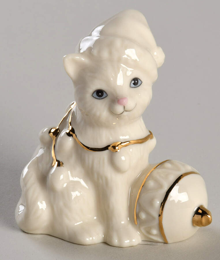 Lenox Christmas Figurine Cat With Christmas Ornament - Boxed by Lenox-1