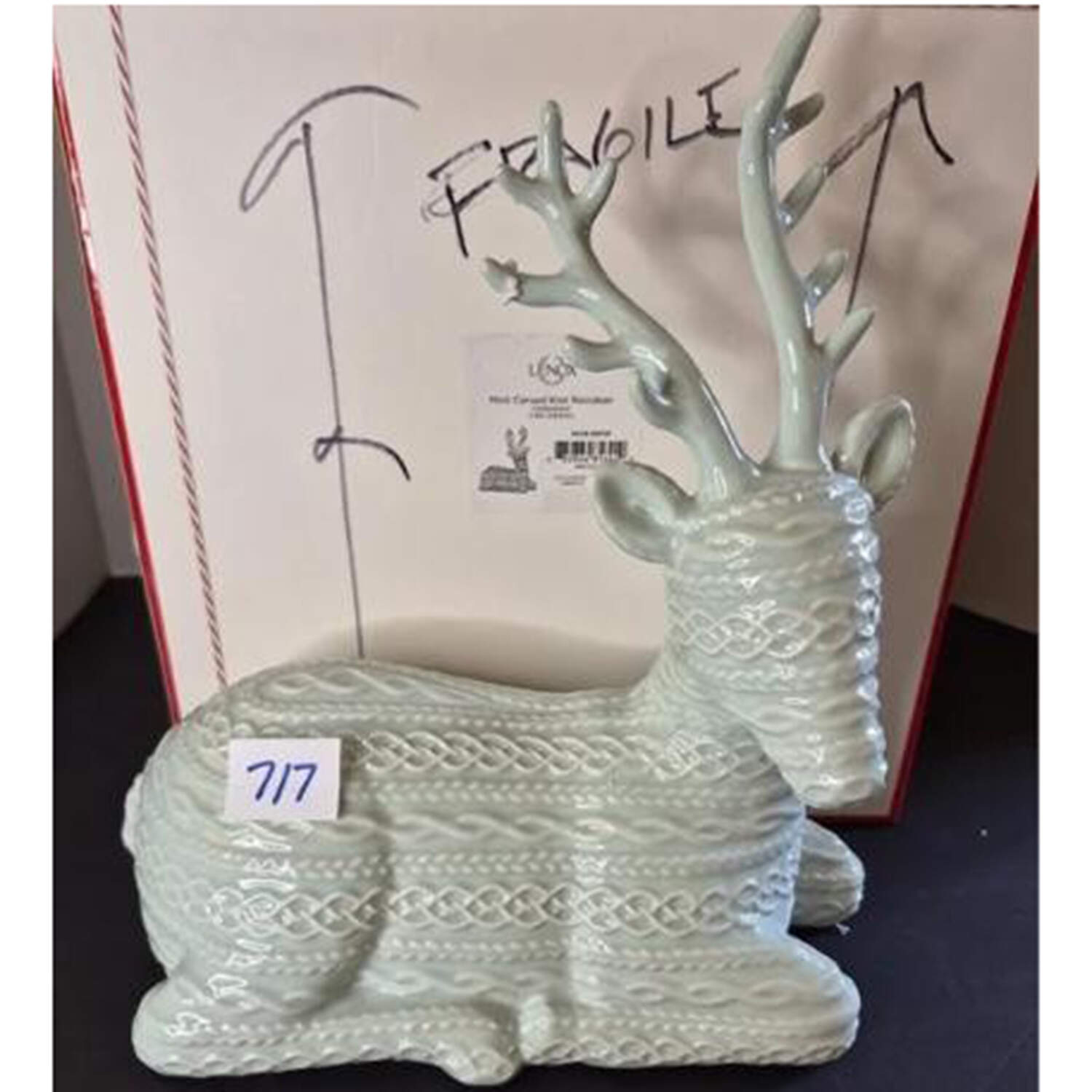 Lenox Christmas Figurine Mint Carved Knit Reindeer - Boxed by Lenox-1