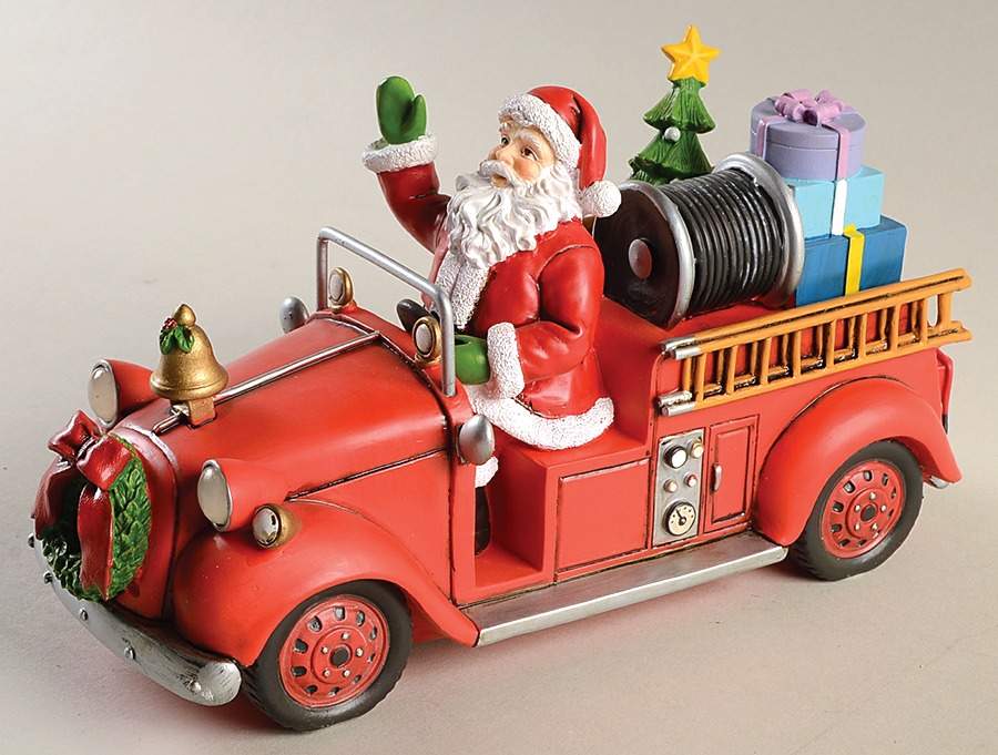 Lenox Christmas Figurine Santa's Holiday Lighted Firetruck -Light - Boxed by Lenox-1