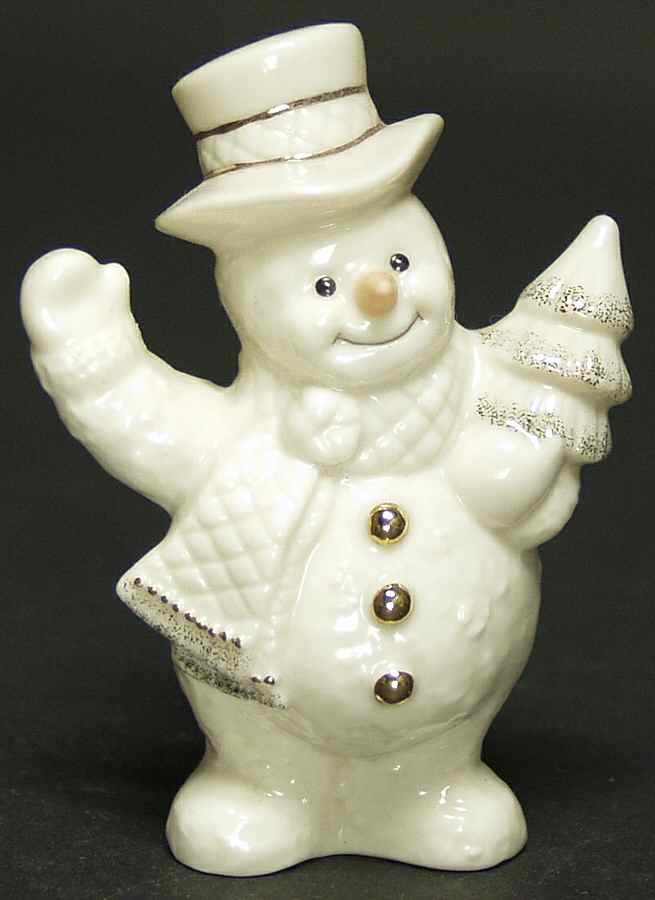 Lenox Christmas Figurine Snowman Waving With Tree Ivory - Boxed by Lenox-1