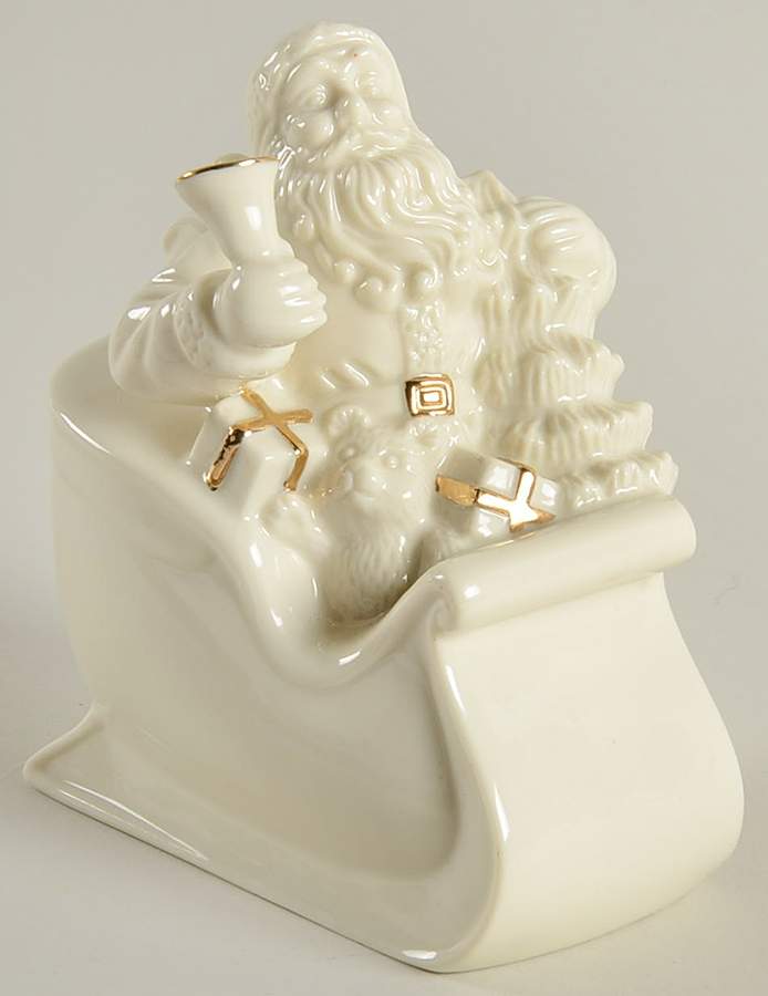 Ivory & Gold Santa Miniatures Santa In Sleigh With Bell And Tree - No Box by Lenox-1