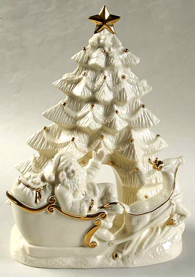 Lenox Christmas Figurine Santa In Sleigh-Christmas Tree Votive - Boxed by Lenox-1