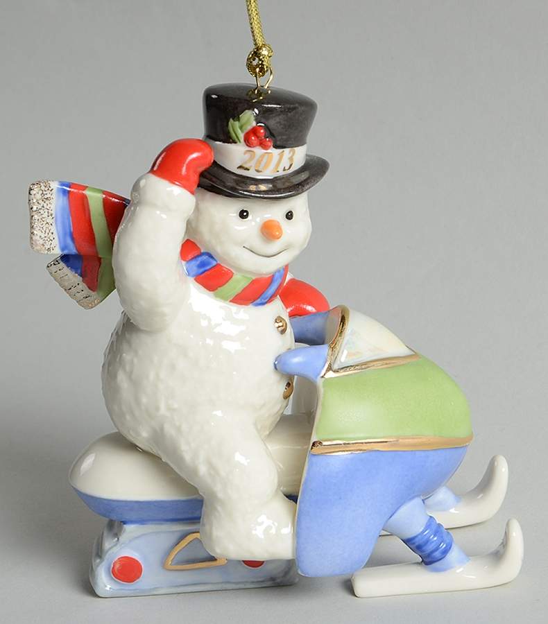 Annual Snowman-Ornament Snowmobiling Snowman - No Box by Lenox-1
