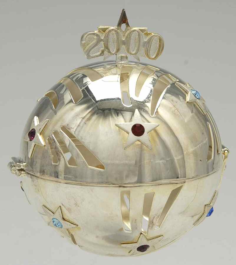 Millennium Ornament 2000 Hinged Ball-Silverplate - Boxed by Lenox-1