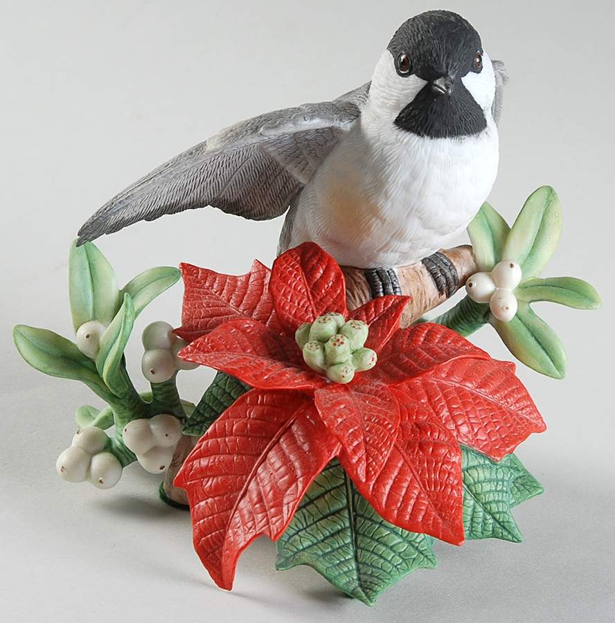 Christmas Birds Chickadee-Poinsettia - Boxed by Lenox-1