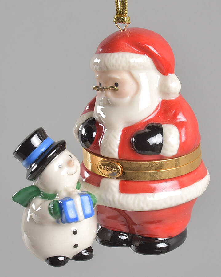 Hinged Box Christmas Ornaments Santa & Snowman - Boxed by Lenox-1