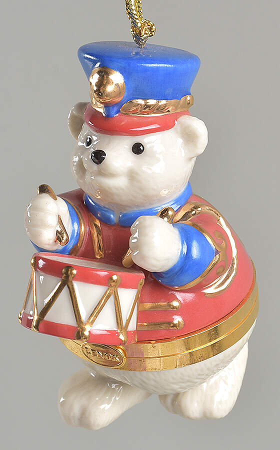 Hinged Box Christmas Ornaments Bear-Drummer Bear-Red And Blue - Boxed by Lenox-1