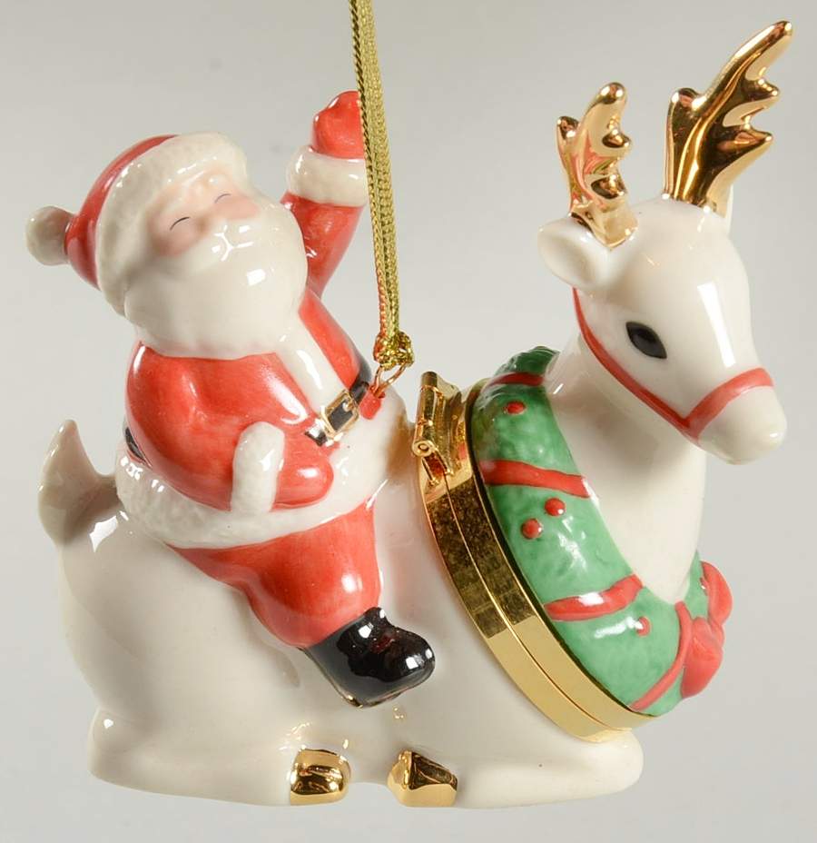 Hinged Box Christmas Ornaments Santa & Reindeer - Boxed by Lenox-1