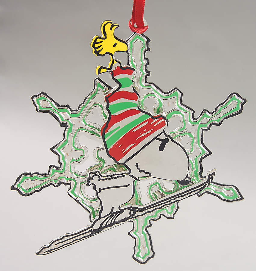 Peanuts Ornament Snoopy And Woodstock Skier - No Box by Lunt Silver-1