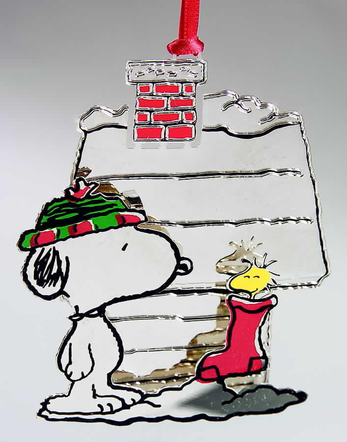Peanuts Ornament Snoopy With Woodstock - Boxed by Lunt Silver-1
