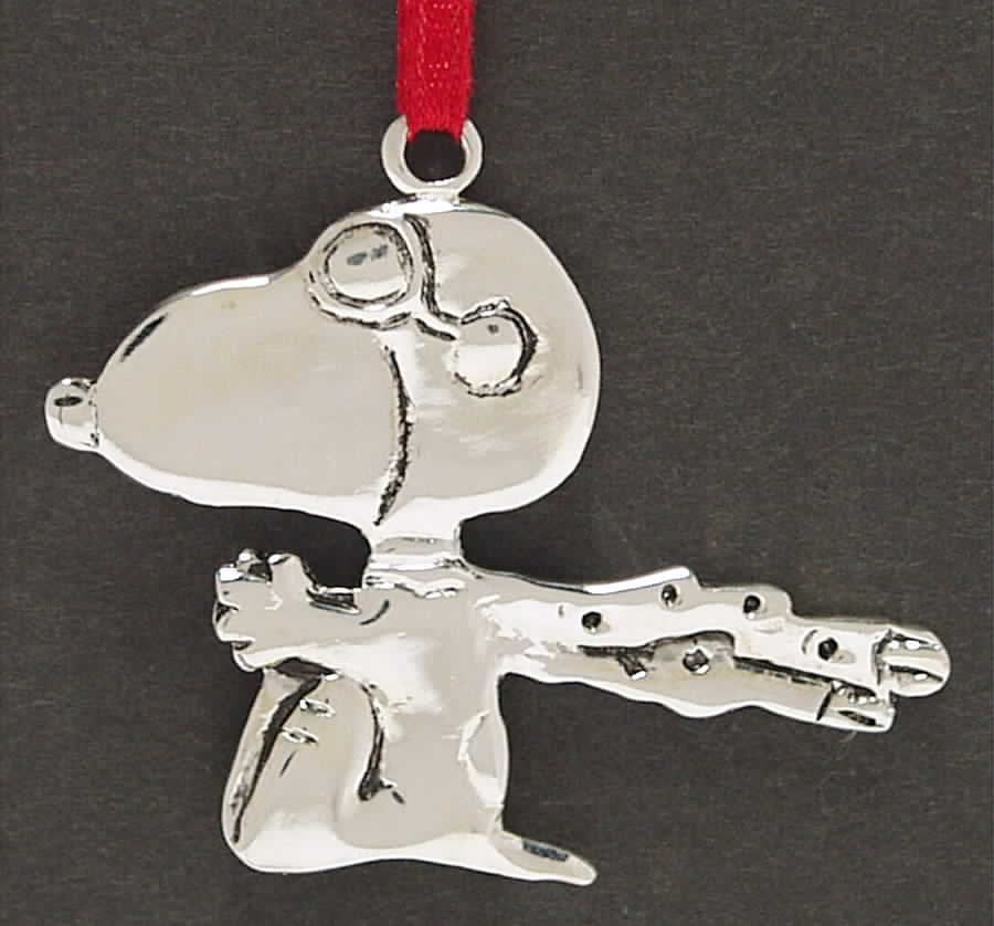 Peanuts Ornament Flying Ace Snoopy - No Box by Lunt Silver-1
