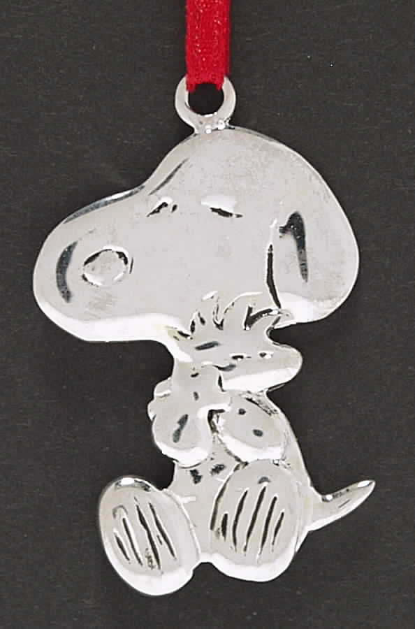 Peanuts Ornament Snoopy Hugging Woodstock - Boxed by Lunt Silver-1