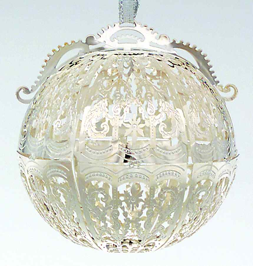 Silver Sphere Ornaments Lace Sphere - Boxed by Lunt Silver-1