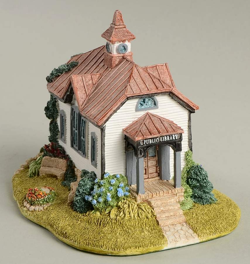 American Landmark Cottages Small Town Library - Boxed by Lilliput Lane-1